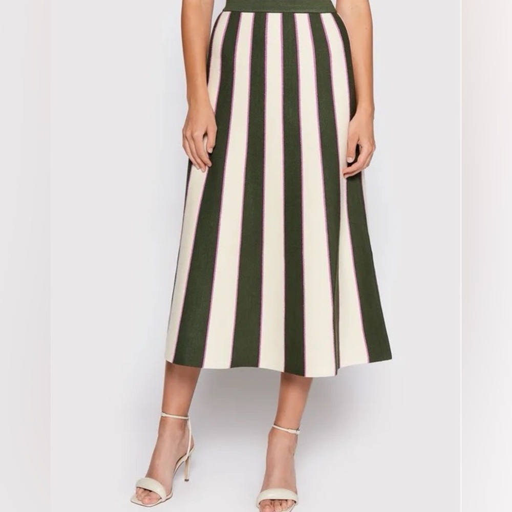 VICTORIA BECKHAM
Flared Stripe-knit Midi Skirt In Multicolour